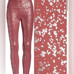 Sweaty Betty Goddess 7/8 Leggings Size Medium Red Terrazzo Disco Foil Print